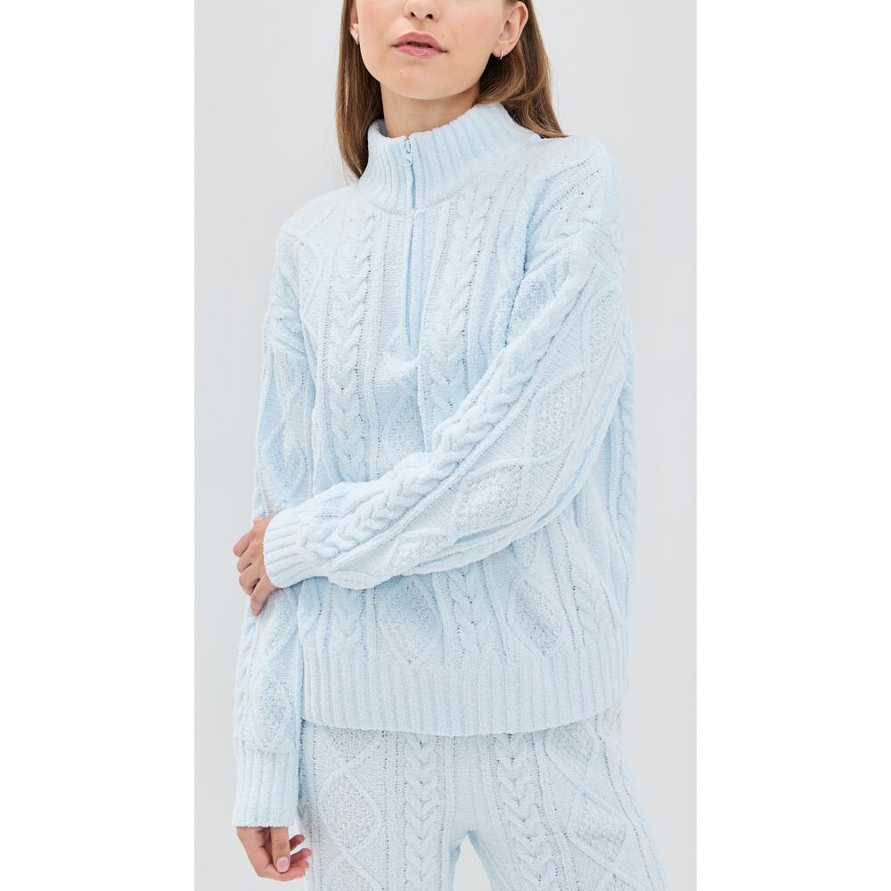 Pj Salvage 'Cable' Blue Crew Long Sleeve Sweater Size M